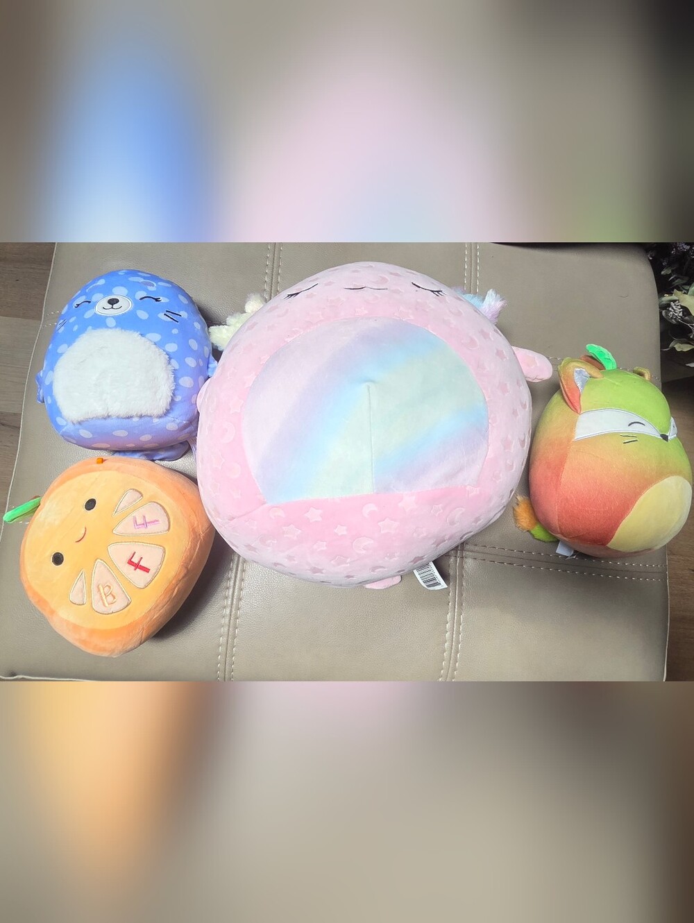 4 Original Squishmallows Plush Moon Pillow Soft Pink Pastel Rainbow Bin Z
